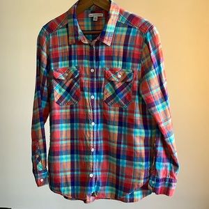 American Eagle Multicolored Plaid Button Down Shirt Women’s Size M